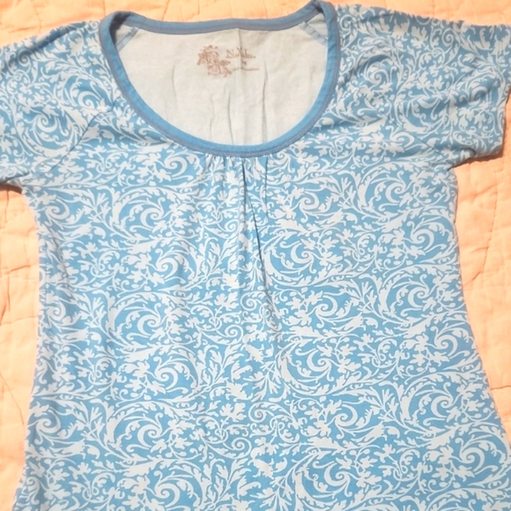 New York Laundry Brand Blue Floral Print Women's Top Size Medium